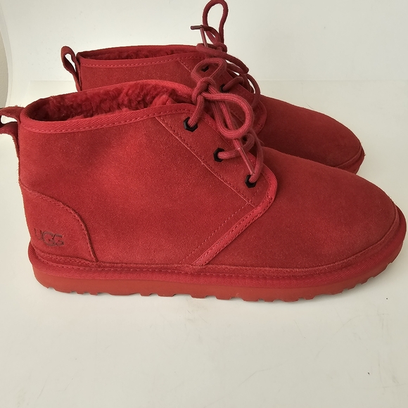 Ugg Neumel Red Mens Suede Fur Lined Chukka Ankle Boots Size 11